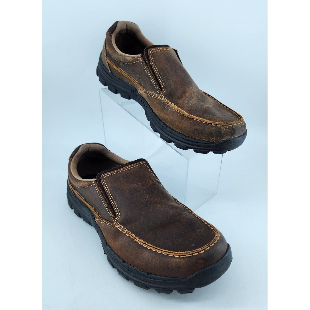 Skechers Braver Rayland Relaxed Fit Slip On Loafers Mens 11 Brown Leather 64502